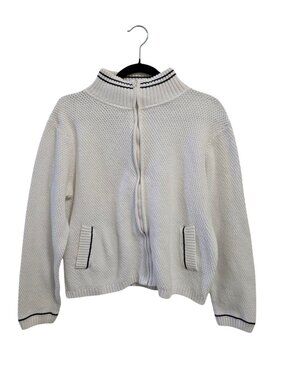 E.P Pro Golf Women's Large White & Black Full-Zip Cotton Sweater READ